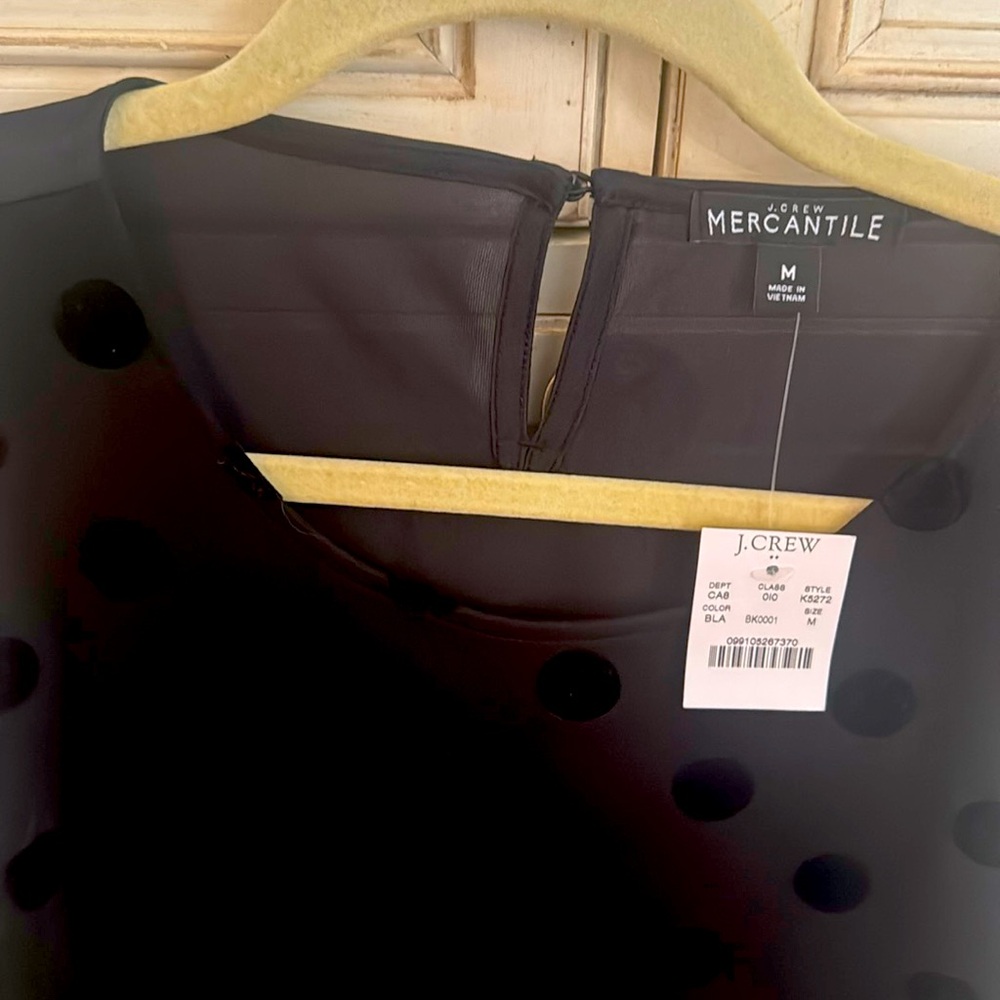 Selling jcrew top. Black sheer velvet polka dots with slip underneath Nwt m